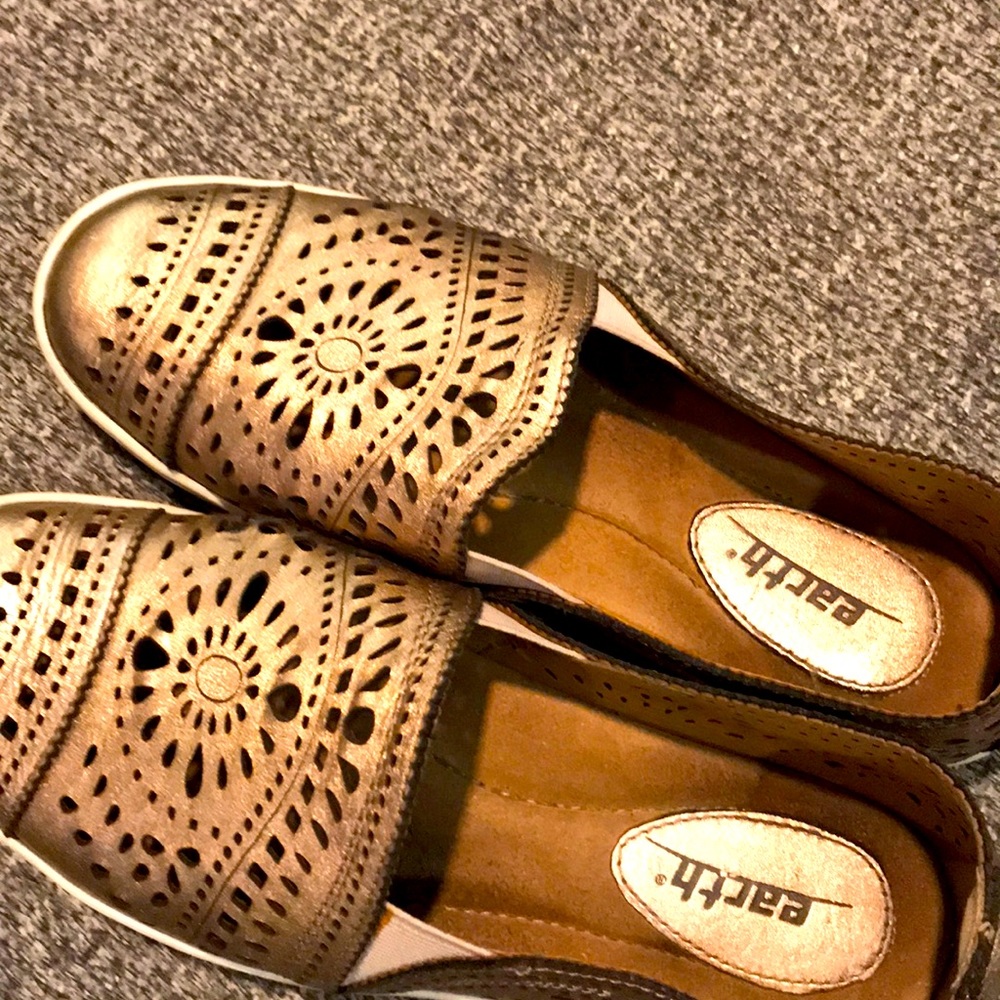 Gold slip on shoes